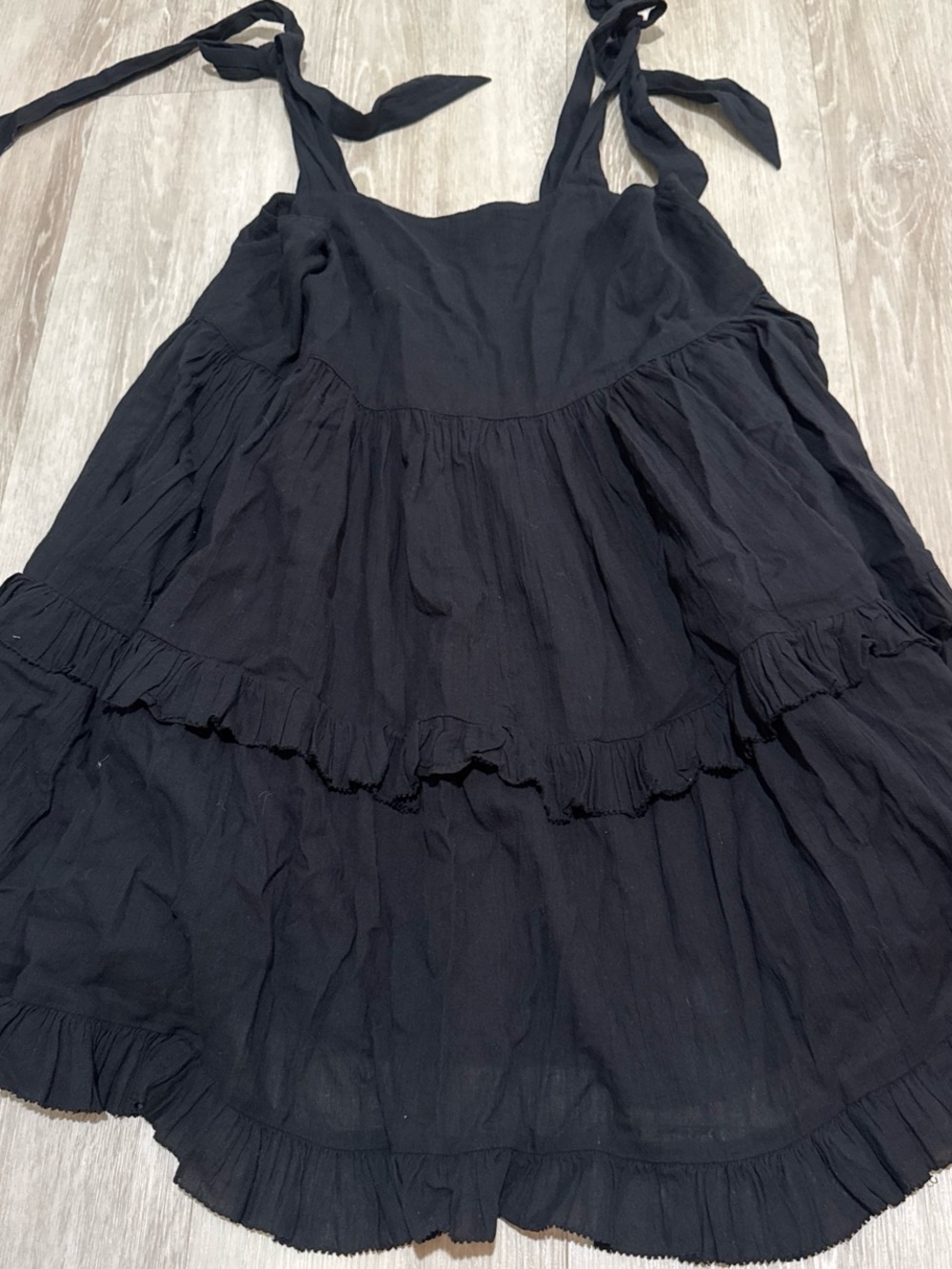 aerie Black Casual Tie-Shoulder Sundress